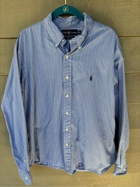Ralph Lauren Light Blue & White Striped Button-Down Shirt